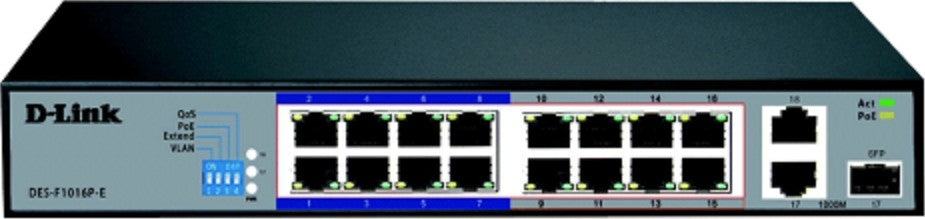 Dlink POE Switch 16 Port 10/100 Unmanaged DES-F1016P Dlink POE Switch 16 Port 10/100 Unmanaged DES-F1016P